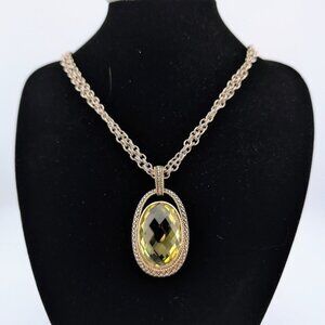 NWT Andrea Candela Ibiza Sterling Silver18K Necklace W/ Yellow Quartz Pendant